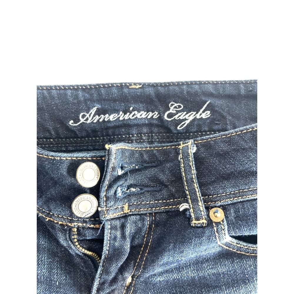 Y2K Indie Sleeze American Eagle Dark Wash Live Your Life Stretch Shorts Size 4